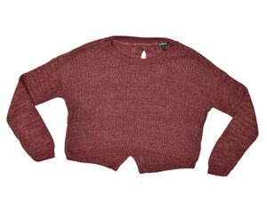 Express Women's Size XS Split Hem Crewneck Pullover Sweater Maroon Red